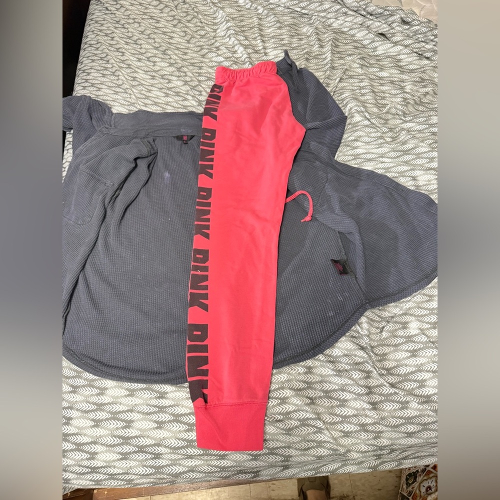 PINK Victoria's Secret pink Sweatpants with Black Logo